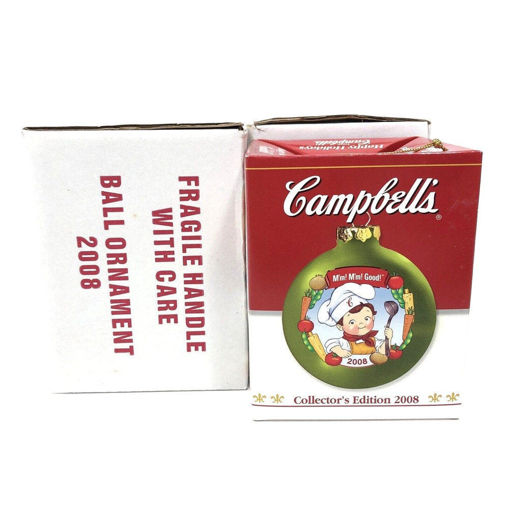 Campbells Soup Ornament Lot of 2 Kids 2008 Collectors Edition Ball Christmas‎